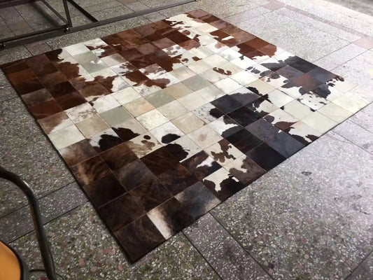 Canvanation Tapis en Peau de Vache Naturelle – Marron, Véritable Cowhide pour Salon et Chambre
