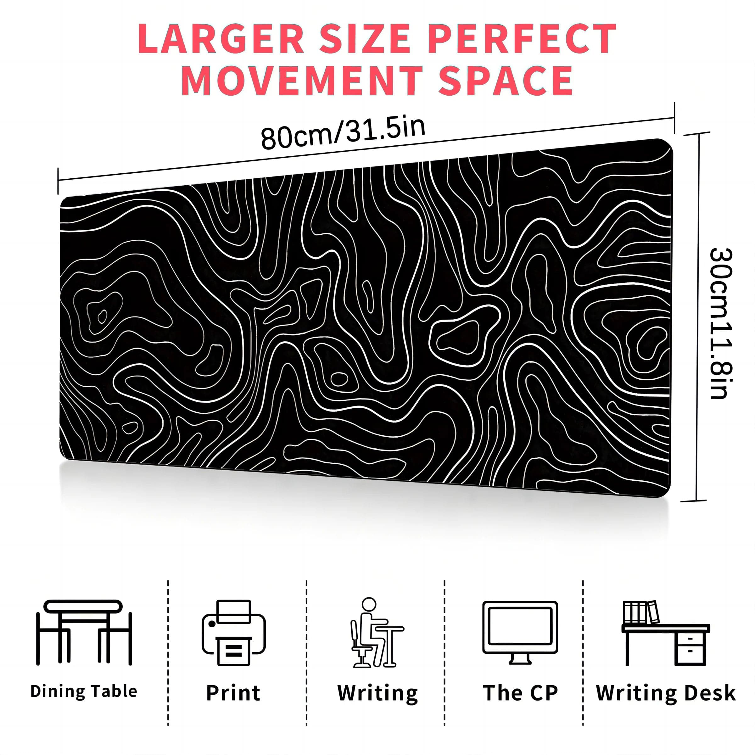 Canvanation 80X30 Cm Tapis De Souris - Noir Et Blanc Effet Hypnose