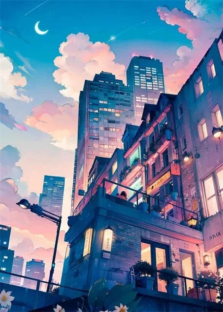 Canvanation PURPLE / 30x40cm Affiche Paysage Japonais De Rue
