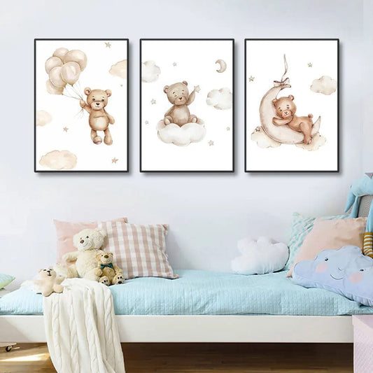 Canvanation Affiche Ours 3PCS Chambre D'Enfant