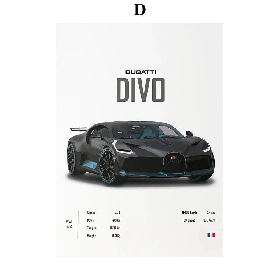 Canvanation 4 / 30x40cm Affiche Voiture - Bugatti Konissegg McLaren Pagani