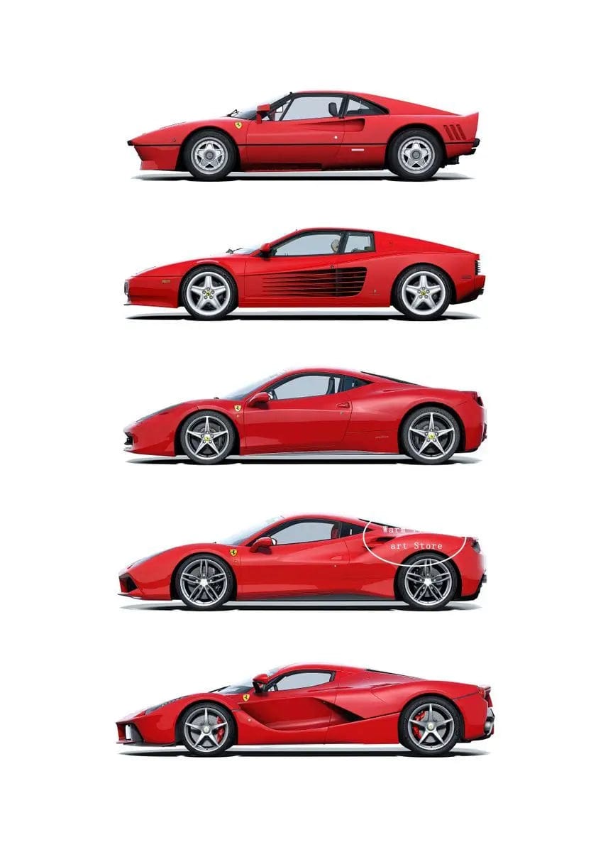 Canvanation 29 / 30x40cm Affiche Voiture De Sport Rouge Ferraris