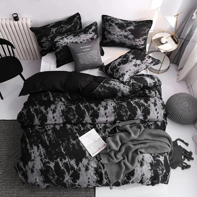 Canvanation Noir / 220x240cm 3pcs / set Housse De Couette - 3pcs Pour Couple Noir Et Blanc
