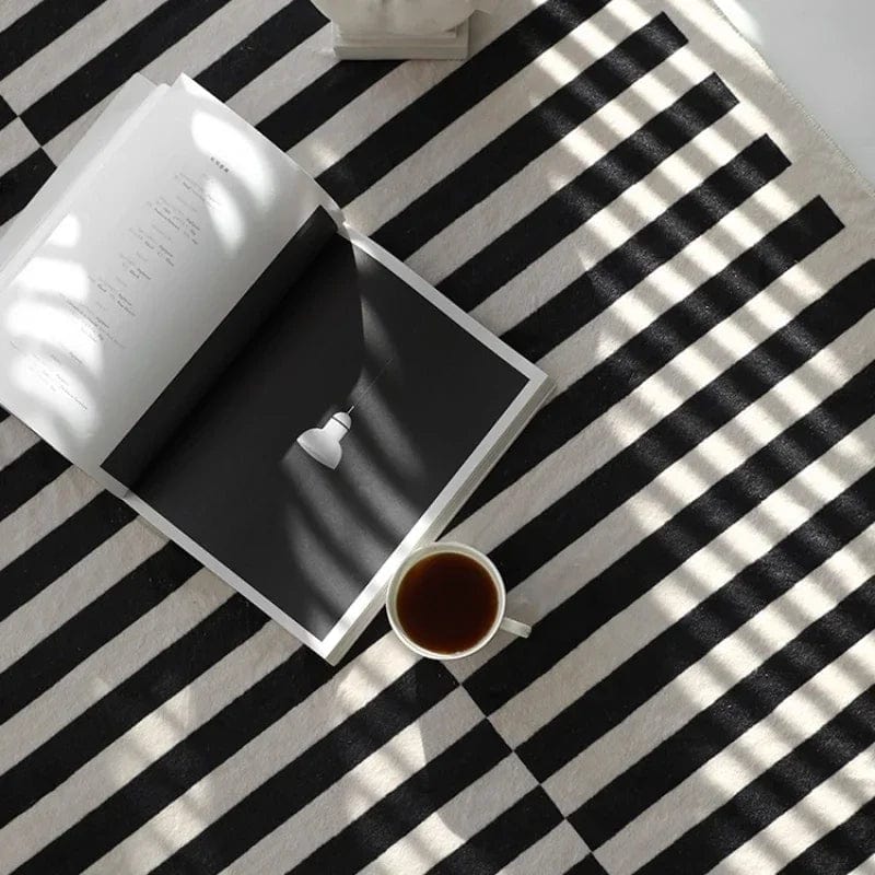 Canvanation Tapis De Chambre - Noir Et Blanc Géométrique