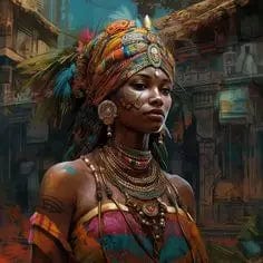 Canvanation 10 / 50x50cm Affiche Africain Femmes Et Enfants