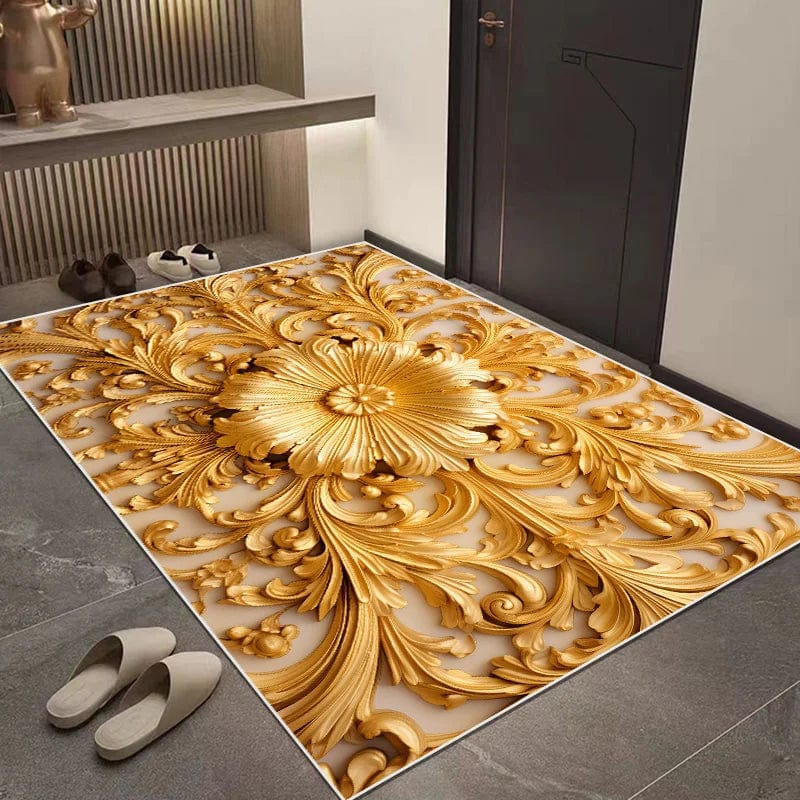 Canvanation Tapis De Chambre - Fleurs Dorée 3D Luxe