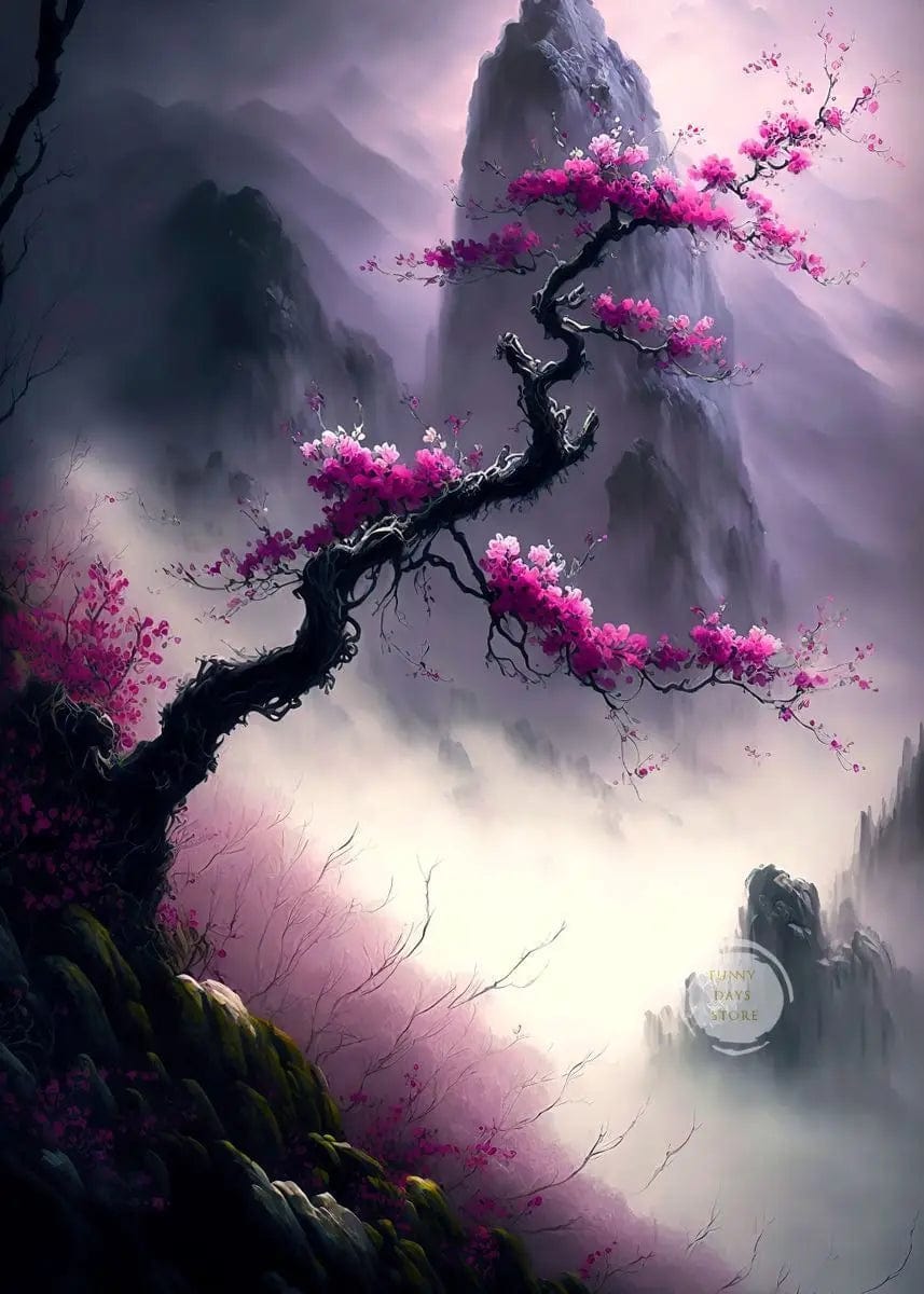 Canvanation 50X70cm / 26 Affiche Japonais Cerisiers En Fleurs Sakura Temple Japon Paysages Mont Fuji