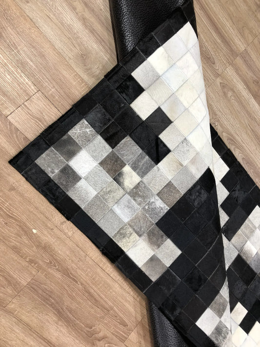 Canvanation Tapis Peau de Vache Noir & Blanc Naturel – Véritable Cowhide Rug en Fourrure de Vache pour Salon et Décoration Intérieure