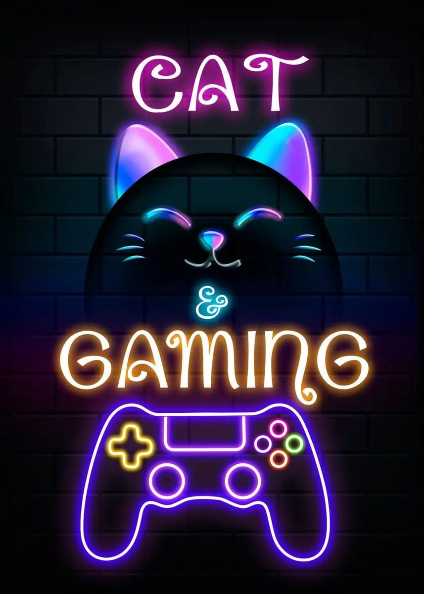 Canvanation G / 20X30cm Affiche Chat Neon Chambre Gaming