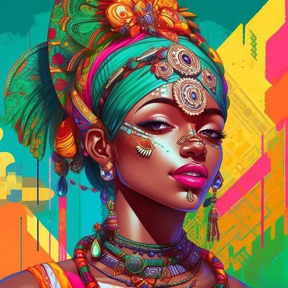Canvanation 16 / 50x50cm Affiche Africain Femmes Et Enfants