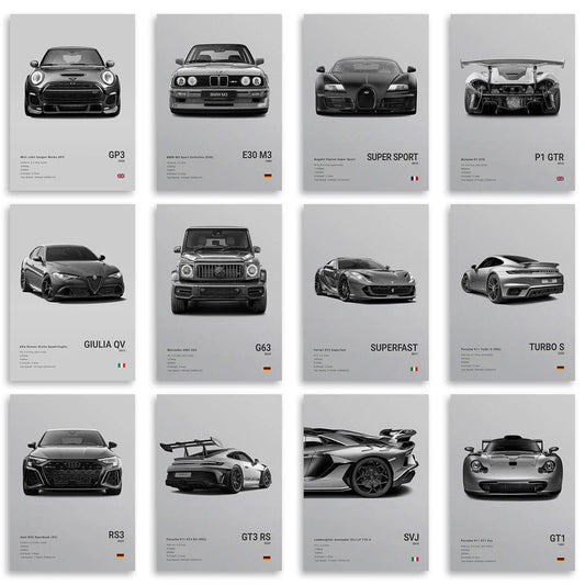 Canvanation Affiche Voiture Sportif  R8 RS3 M3 M5