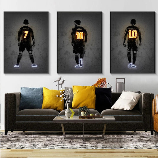 Canvanation Affiche Neon Joueurs De Foot