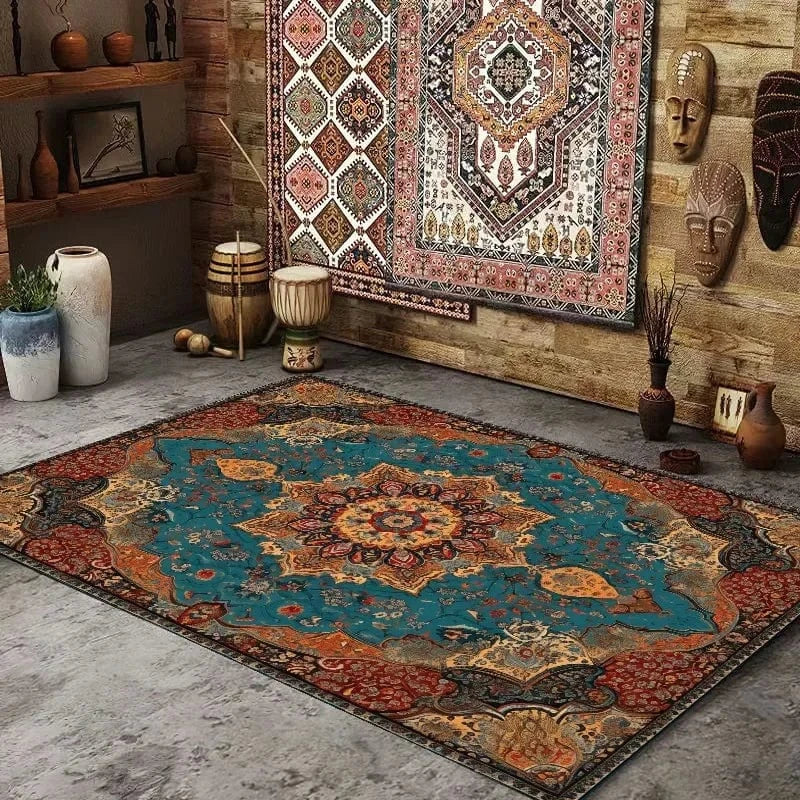 Canvanation Flannel5 / 60x90cm door mat Tapis de Salon Perse – Style Boho Chic, Lavable en Machine