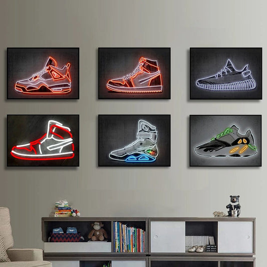 Canvanation Affiche Chambre Sneaker Jordan Neon
