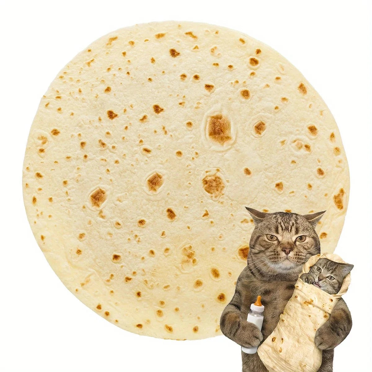 Canvanation Burrito / Round70inch(1.8m)) Couverture Polaire Burritos Tortilla Donut Pizza Nourriture