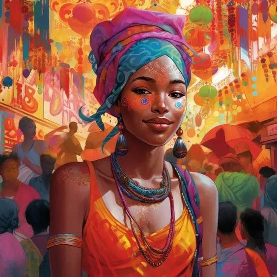 Canvanation 21 / 50x50cm Affiche Africain Femmes Et Enfants