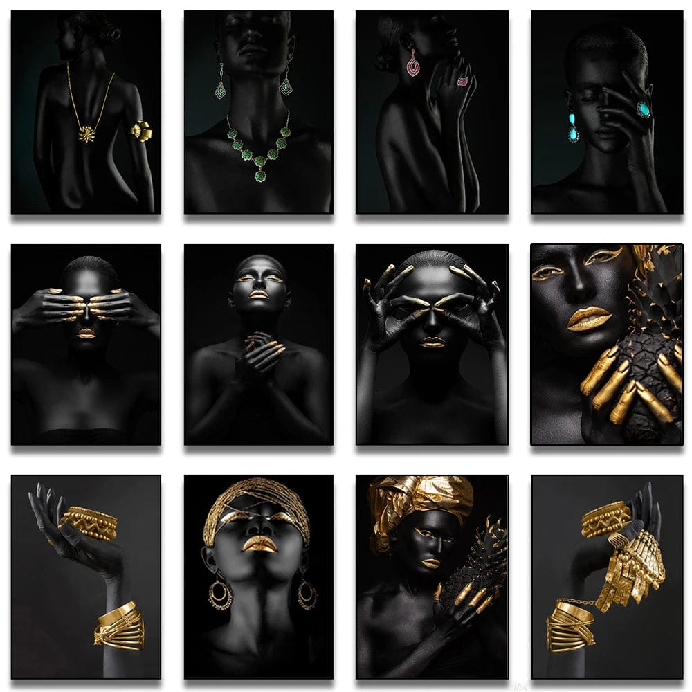 Canvanation Affiche Femme Africaine Noir Or