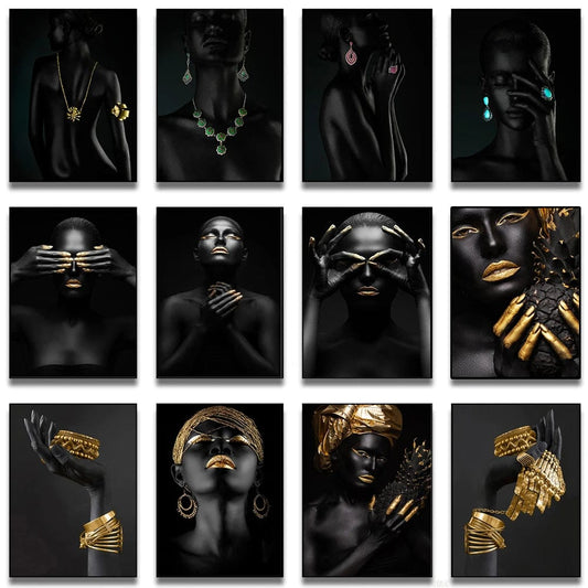 Canvanation Affiche Femme Africaine Noir Or