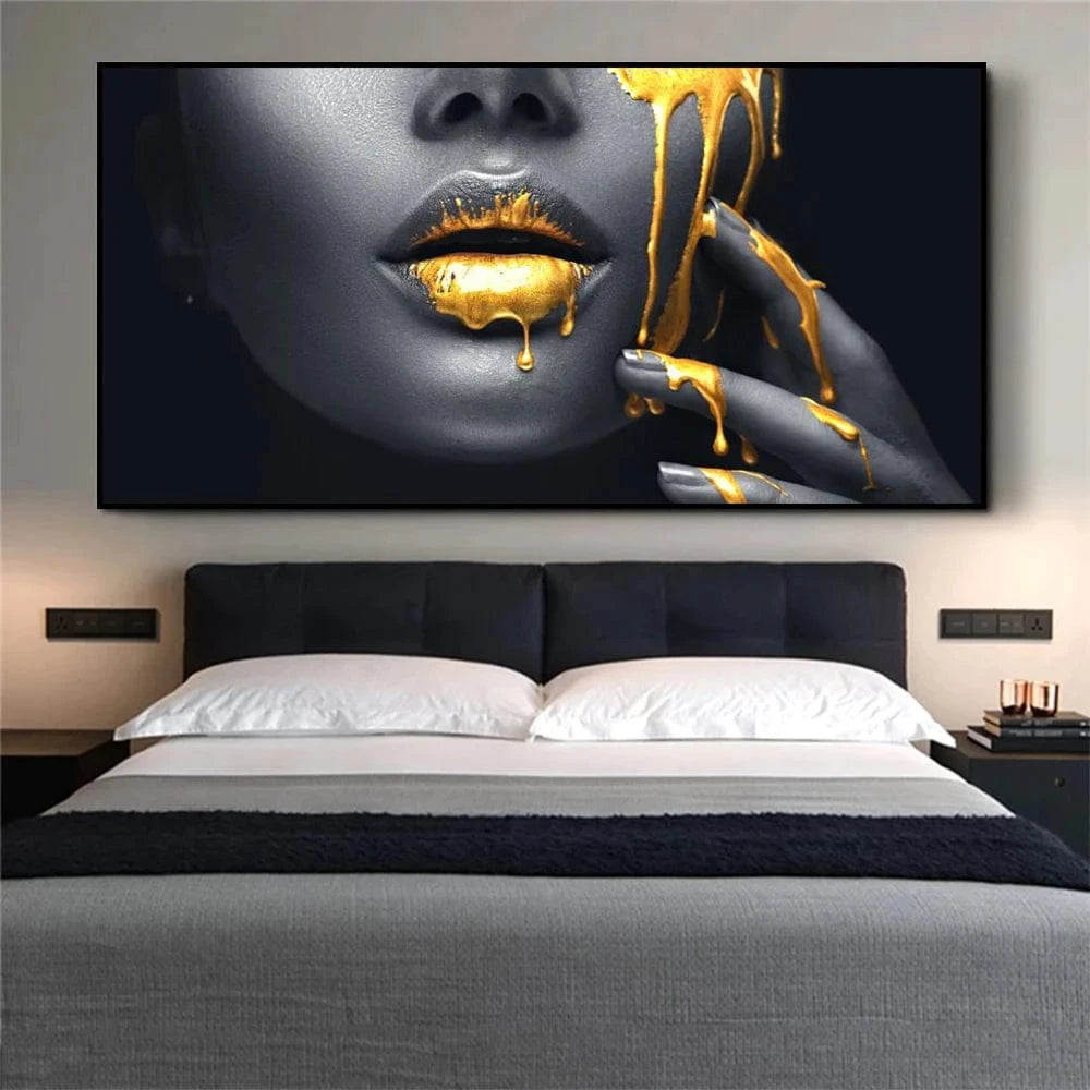 Canvanation Affiche Femme Lèvre Doré