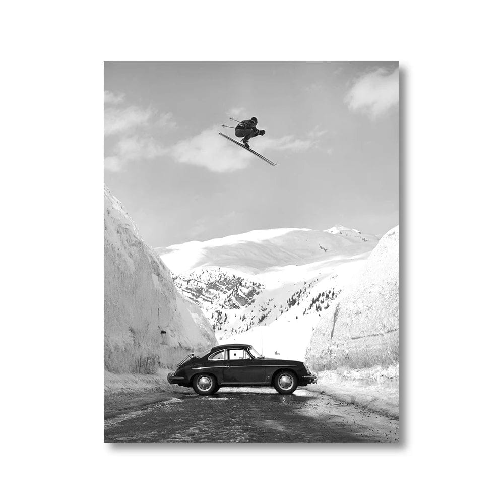 Canvanation B / 40x50cm Poster Ski Vintage Noir Et Blanc