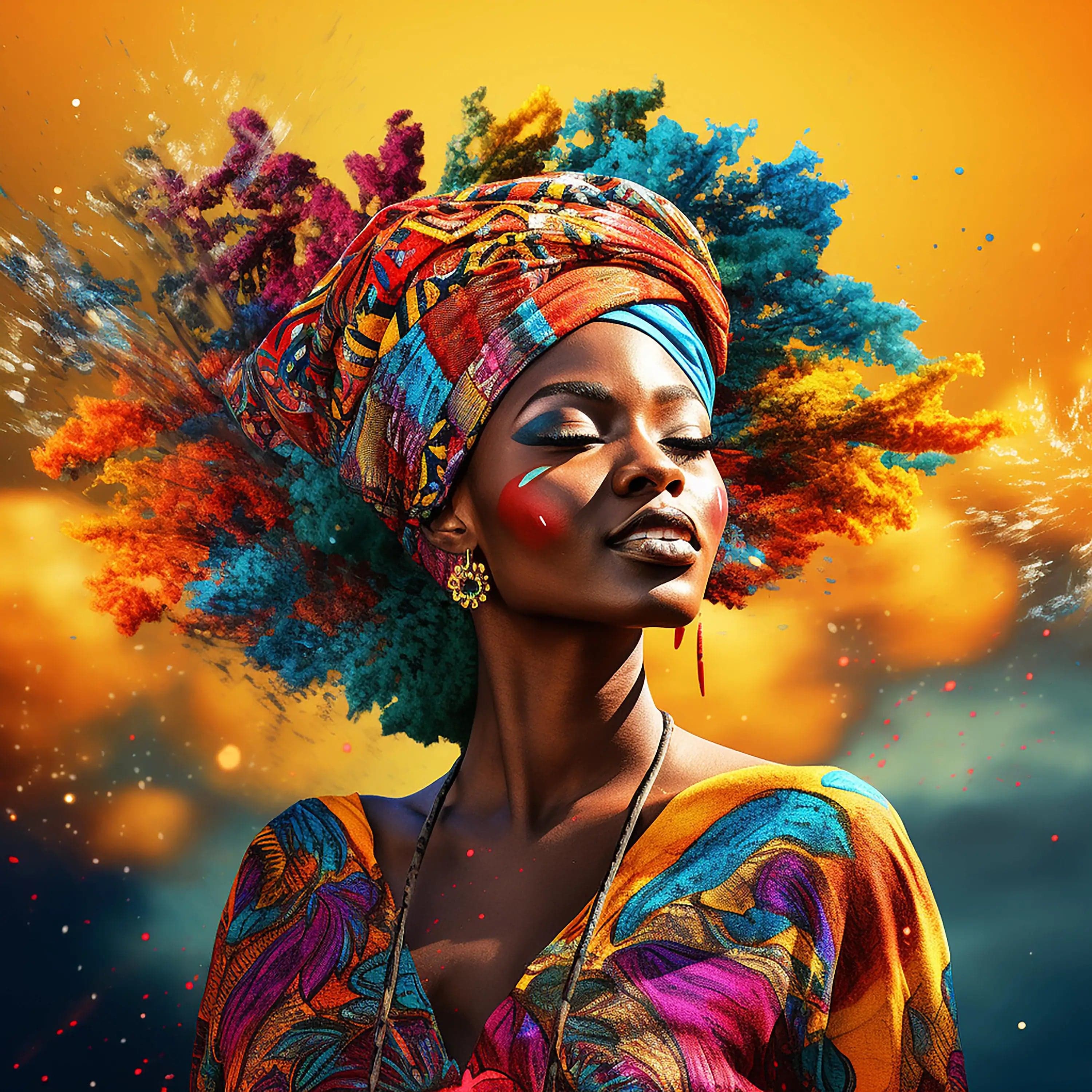 Canvanation PF 40406 / 70x70cm Affiche Femme Africaine Coloré
