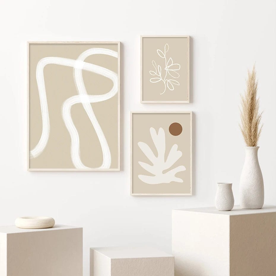 Canvanation Affiche Boho Abstrait Matisse Beige Blanc