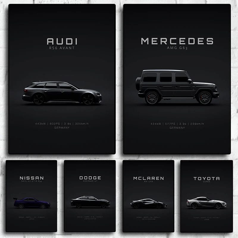 Canvanation Affiche Voiture Luxe Sport Audi Mercedes Mclaren Dodge Nissan