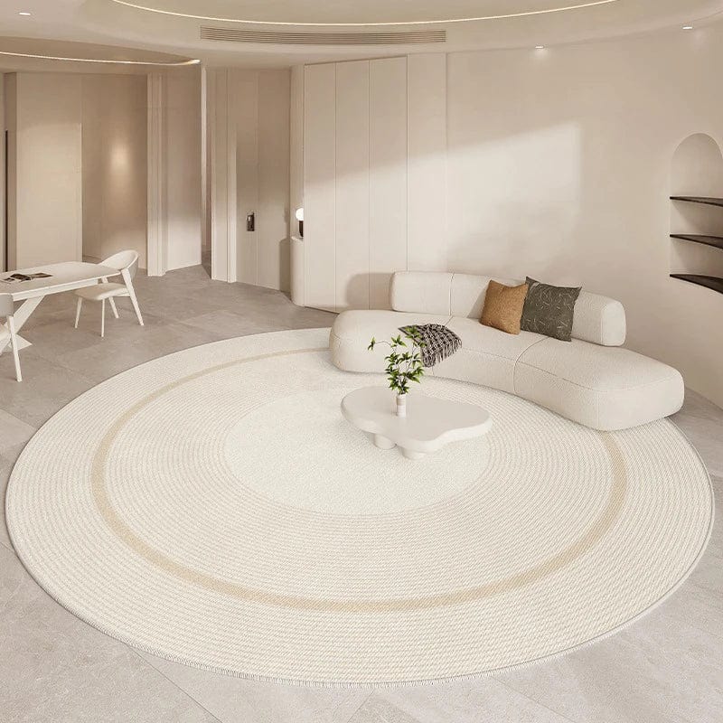Canvanation AX015-2-H / Diametre 240cm Tapis De Salon - Rond Noir Et Beige
