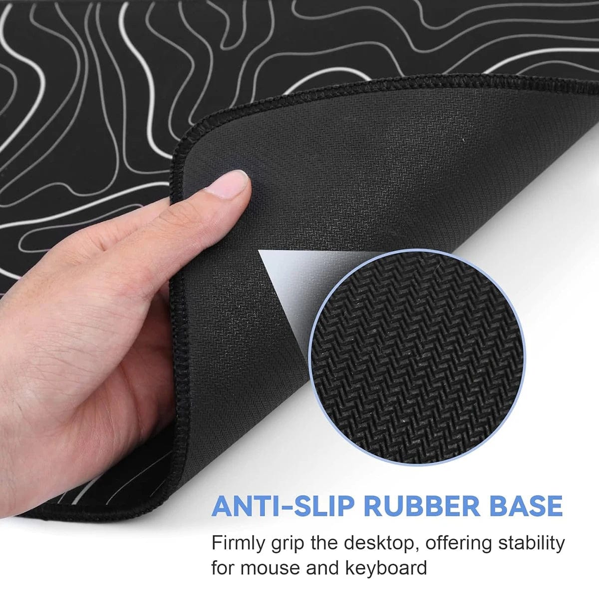 Canvanation 80x30 Cm Tapis De Souris - Topographic Noir Et Blanc