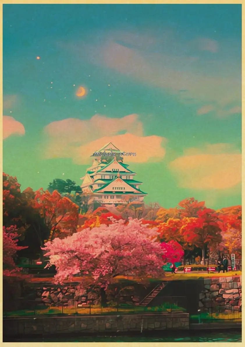 Canvanation L212 14 / 30X21CM Poster Ville Vintage Japon Ville De Nuit