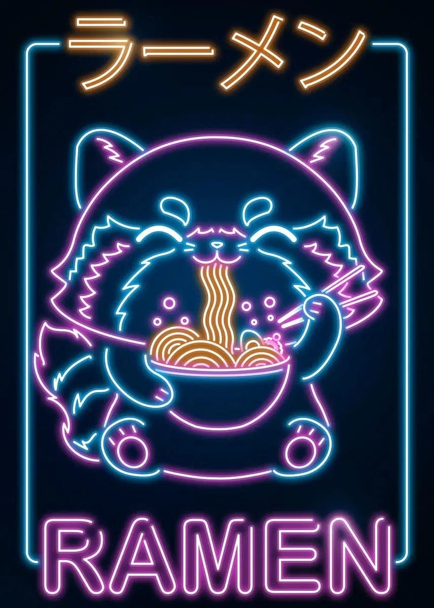 Canvanation 15 / 30x42cm Affiche Japonais Neon Retro Nourriture Ramen