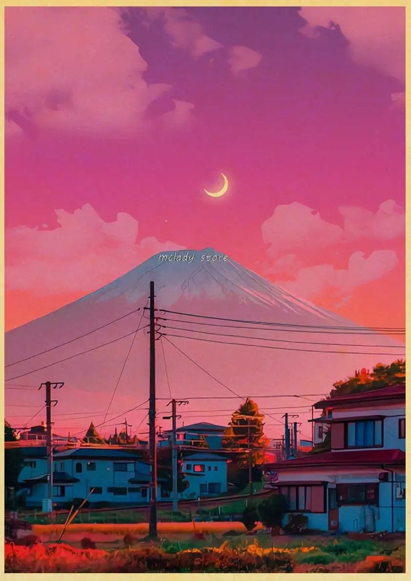 Canvanation L212 5 / 30X21CM Poster Ville Vintage Japon Ville De Nuit