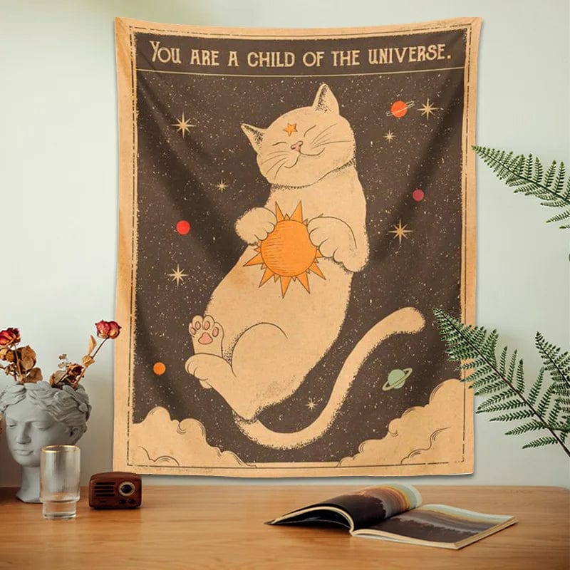 Canvanation Tapisserie - Soleil lune Chat