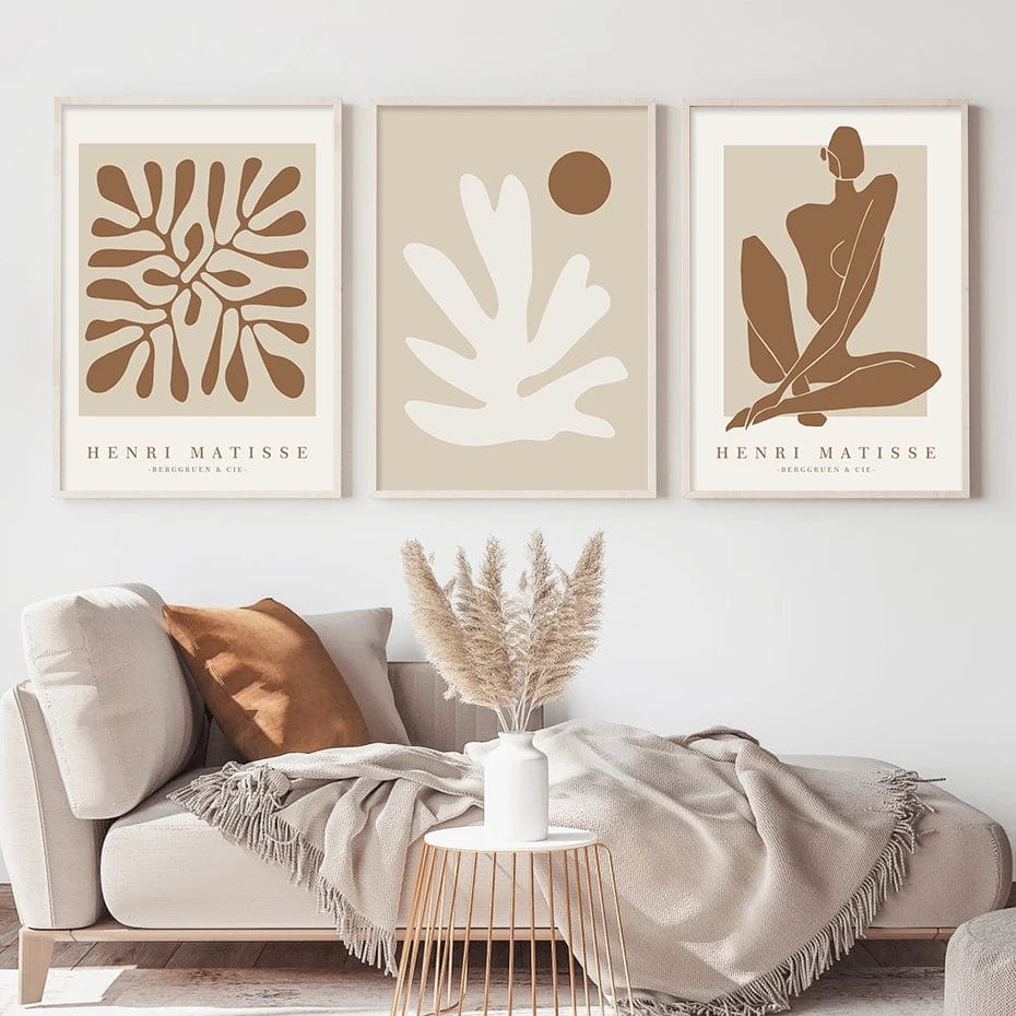 Canvanation Affiche Boho Abstrait Matisse Beige Blanc