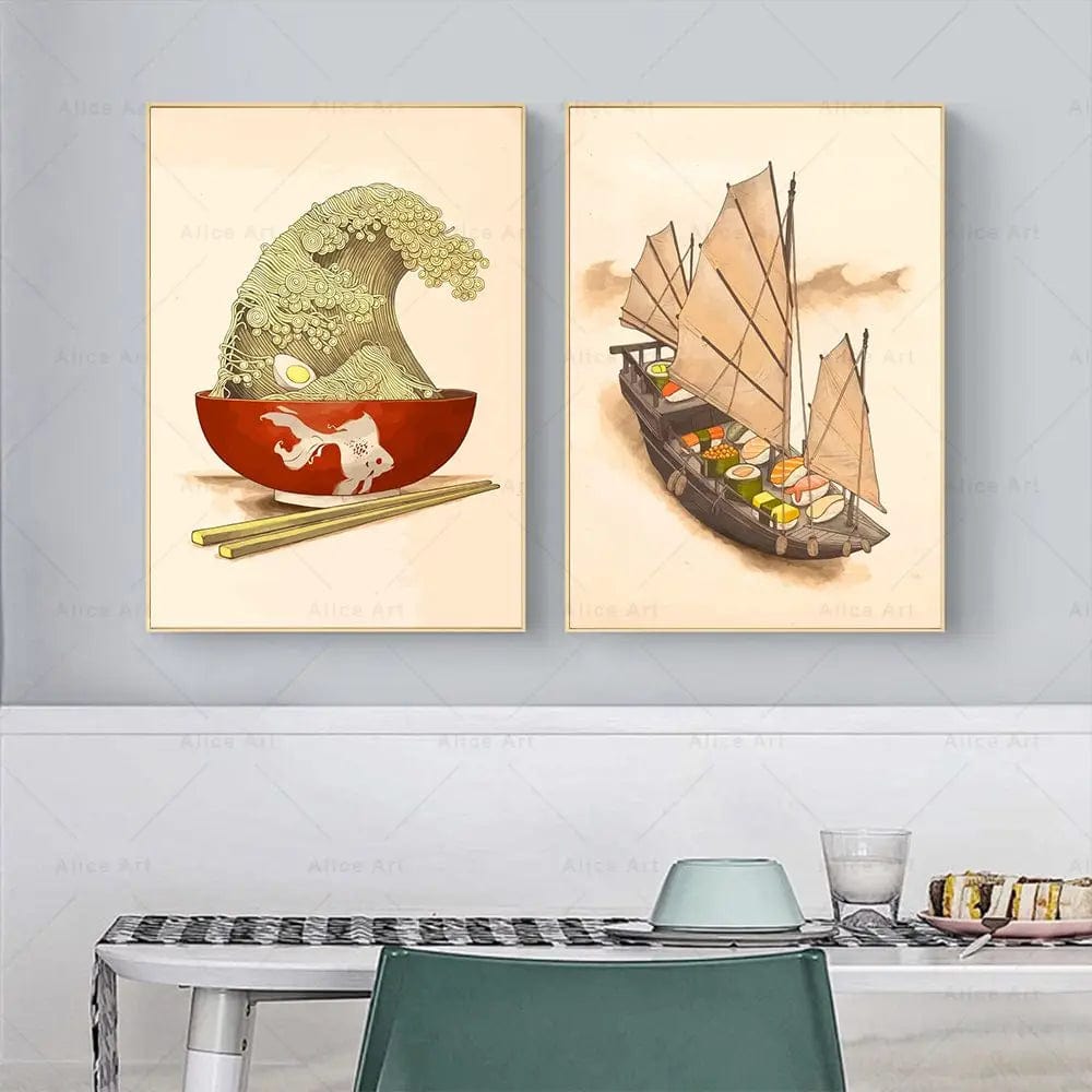 Canvanation Japonais Nourriture Poster Sushi Ramen Thé