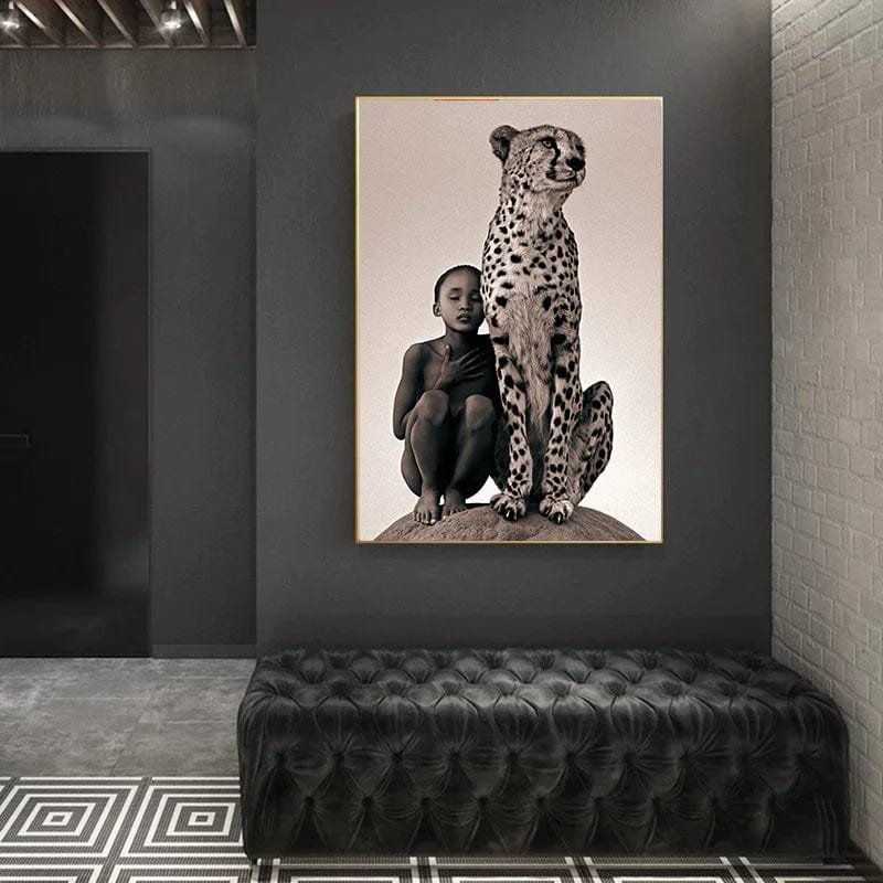 Canvanation Affiche Moderne Africaine Garçon Et Guépard