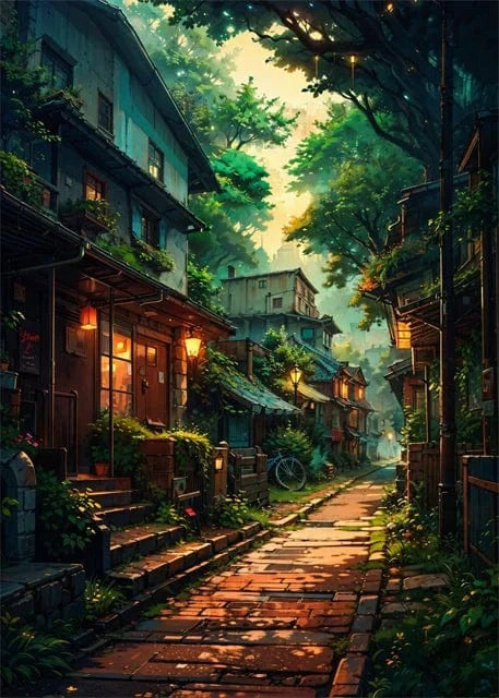 Canvanation ROYAL BLUE / 50x70cm Affiche Paysage Japonais De Rue