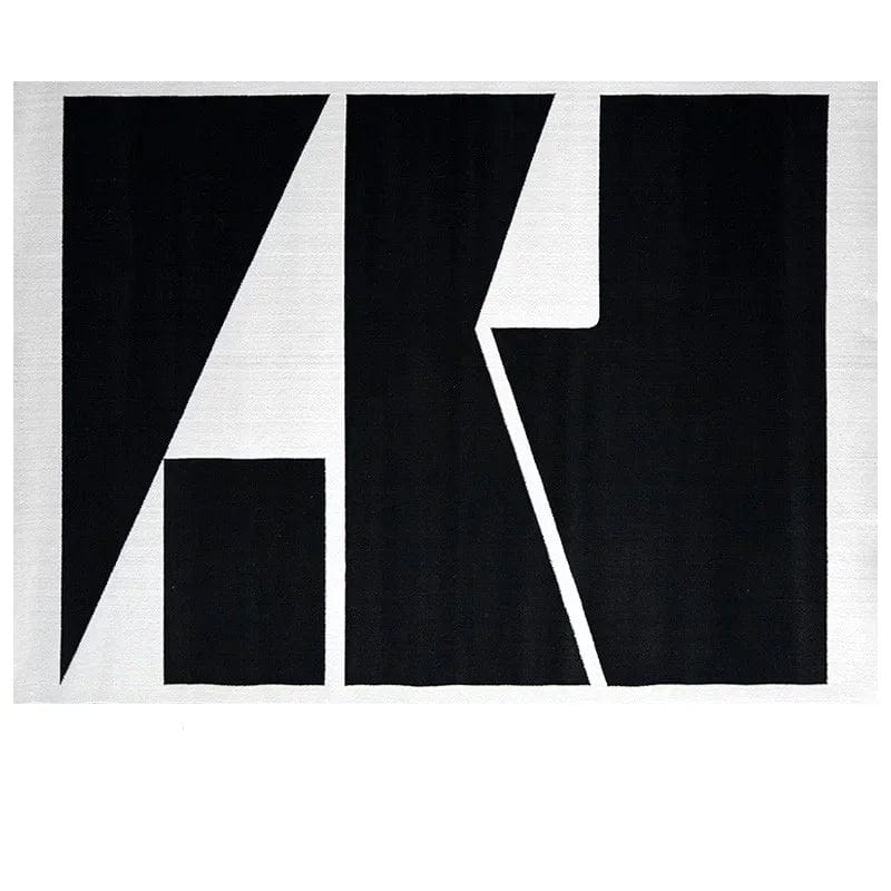 Canvanation F / 200x250cm Tapis De Chambre - Noir Et Blanc Géométrique