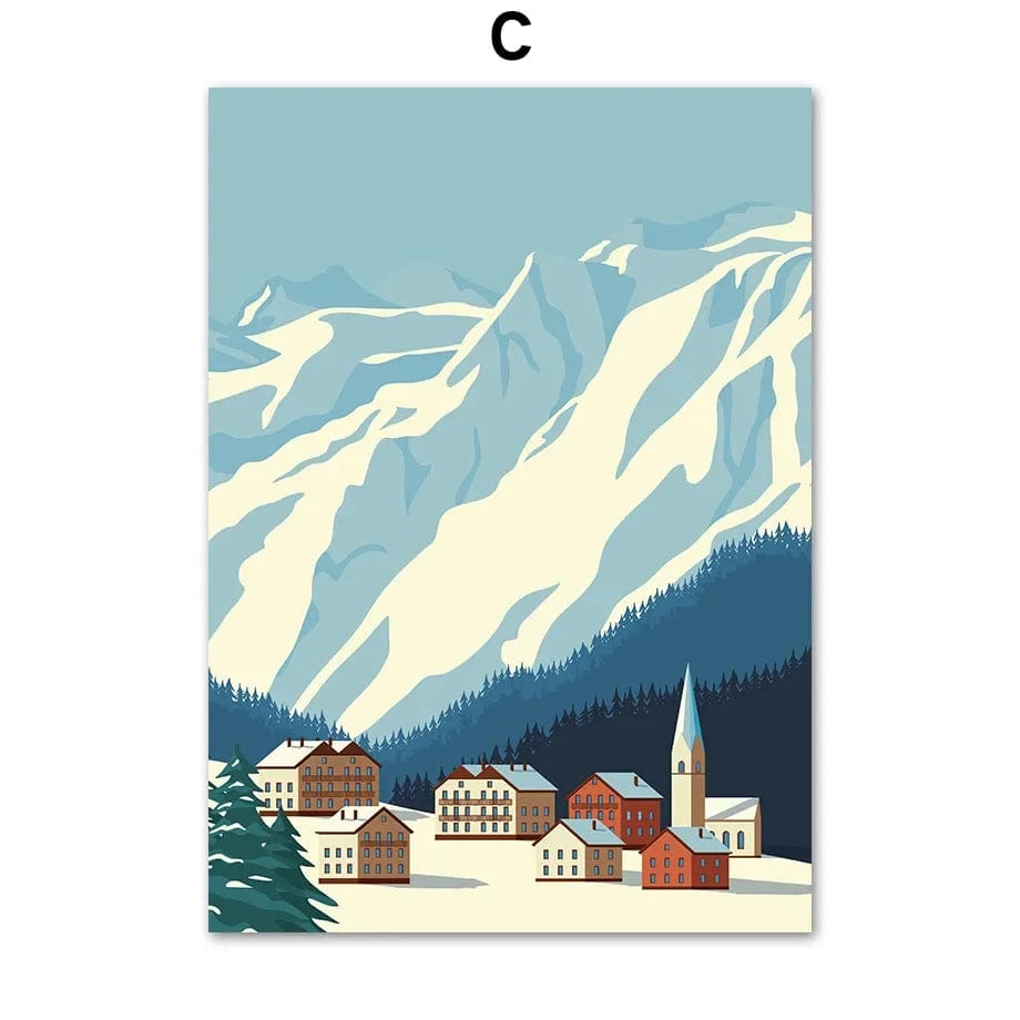 Canvanation C / 50X70 cm Poster Vintage Ski Minimaliste Snowboard Montagne