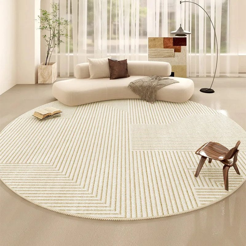 Canvanation 9 / Diametre 260cm-102in Tapis De Salon Rond Beige Salon