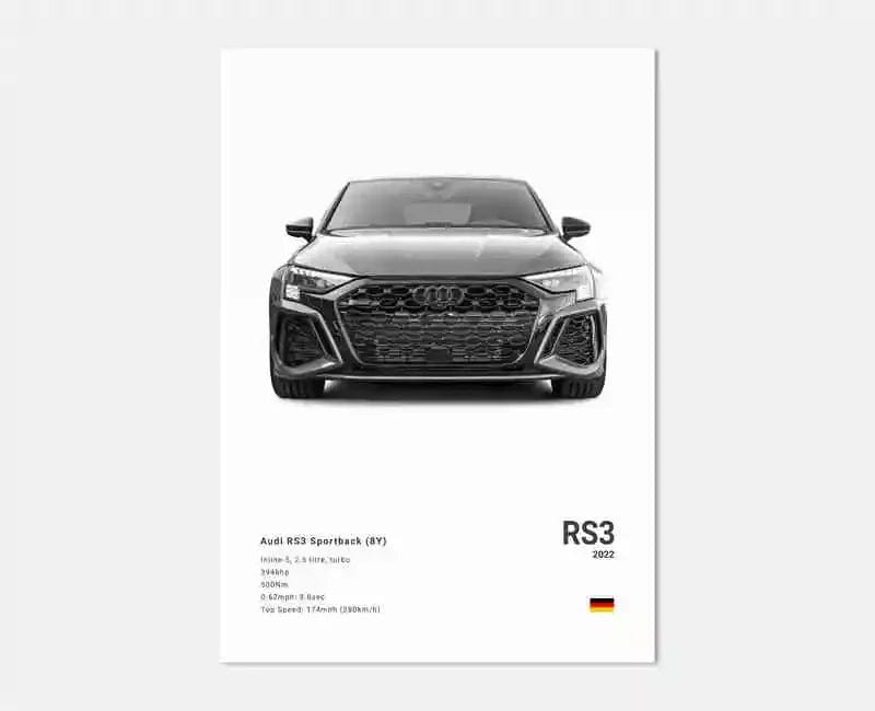 Canvanation 10 / 50x75cm Affiche Voiture Allemande Rs3 R8 C8 GTR SUV
