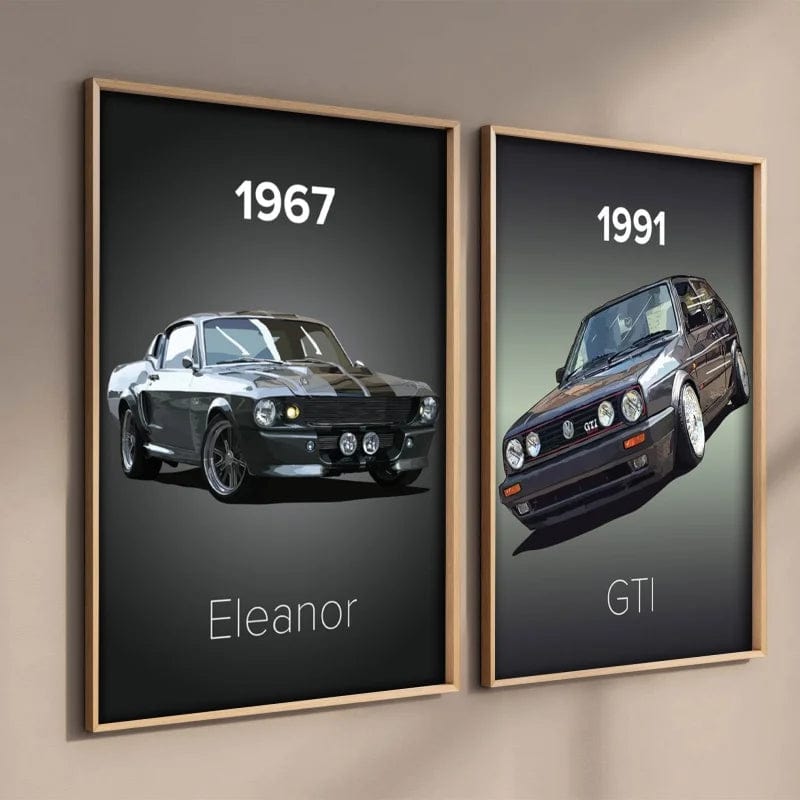 Canvanation Affiche Voiture Vintage Mustang Golf SS