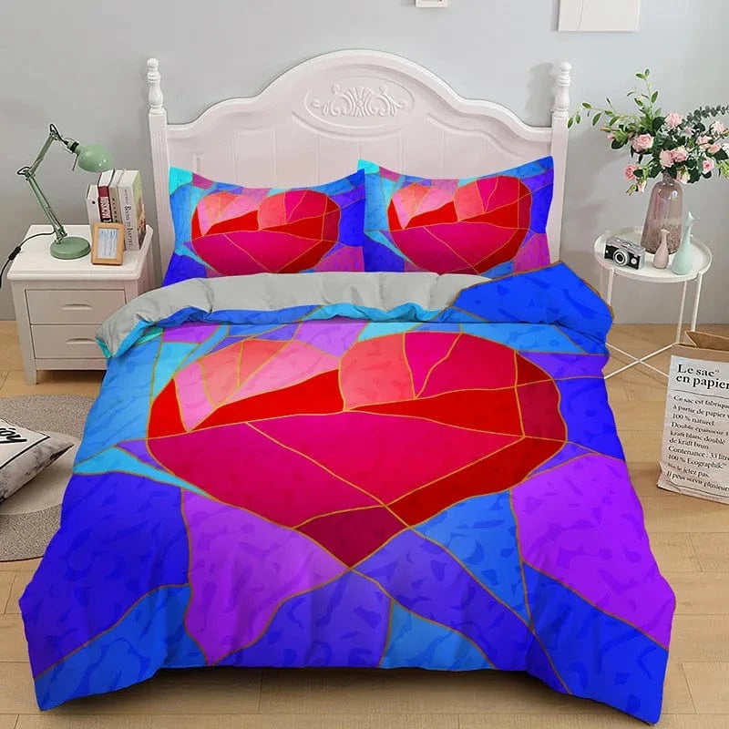 Canvanation 5 / 240x220cm 3pcs Housse De Couette + Taies D'Oreillers - 3D Coeur