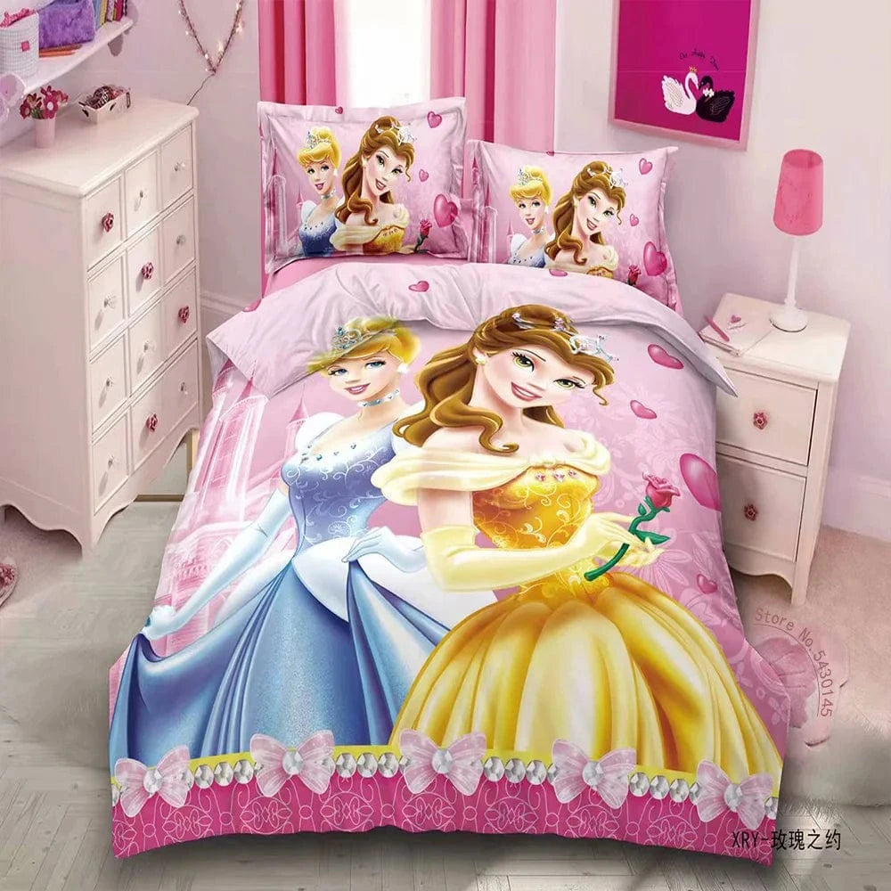 Canvanation 14 / Single(3pcs) 150 x 200 cm Housse De Couette - Disney Frozen Elsa Raiponce Princess Fille Garçon