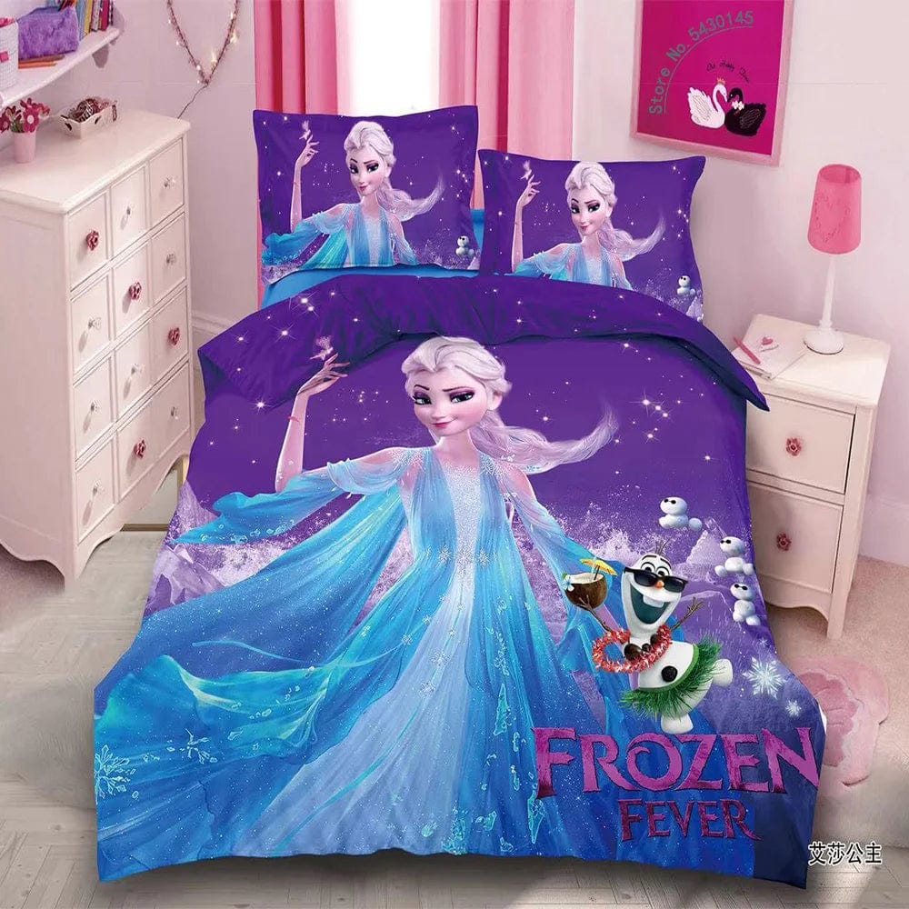 Canvanation 1 / Single(3pcs) 150 x 200 cm Housse De Couette - Disney Frozen Elsa Raiponce Princess Fille Garçon