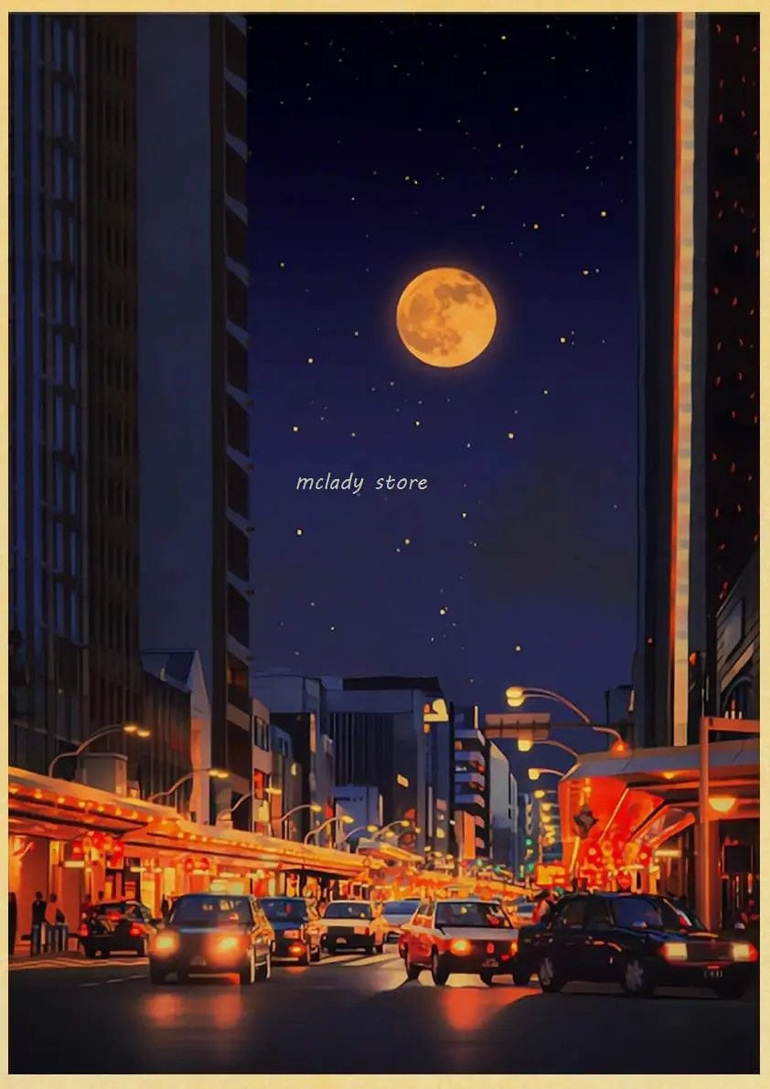 Canvanation L212 1 / 30X21CM Poster Ville Vintage Japon Ville De Nuit