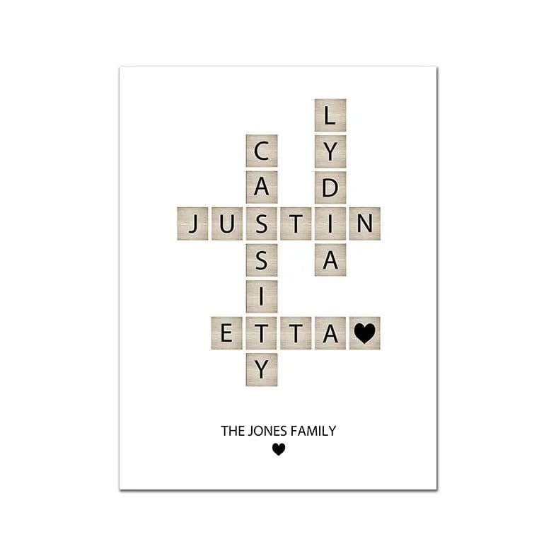Canvanation 1 / 40x60cm Sans Cadre Poster Personnalisé Du Nom De Famille Scrable