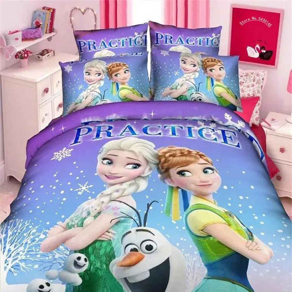 Canvanation 7 / Single(3pcs) 150 x 200 cm Housse De Couette - Disney Frozen Elsa Raiponce Princess Fille Garçon