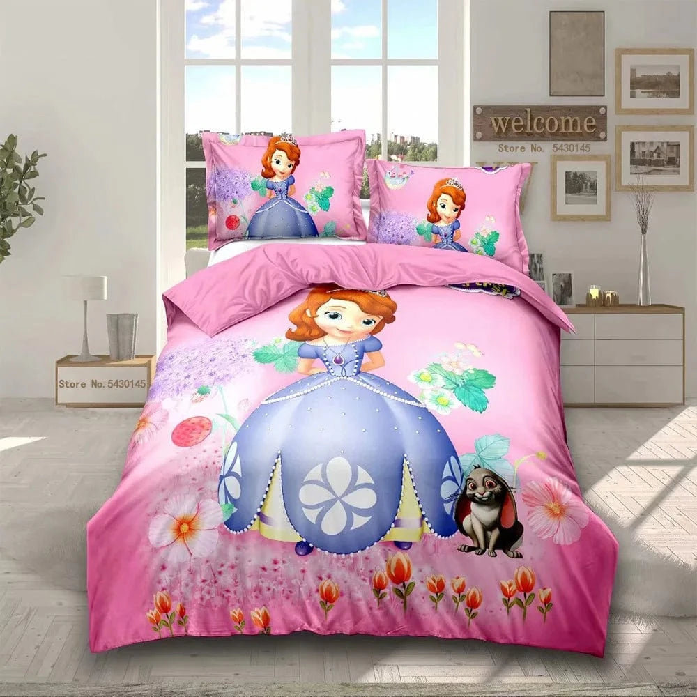 Canvanation 19 / Twin(4pcs) 150 x 200 cm ( Housse De Couette + Drap ) Housse De Couette - Disney Frozen Elsa Raiponce Princess Fille Garçon