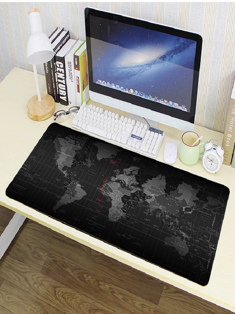 Canvanation Tapis De Souris - Carte Du Monde Noir Et Blanc
